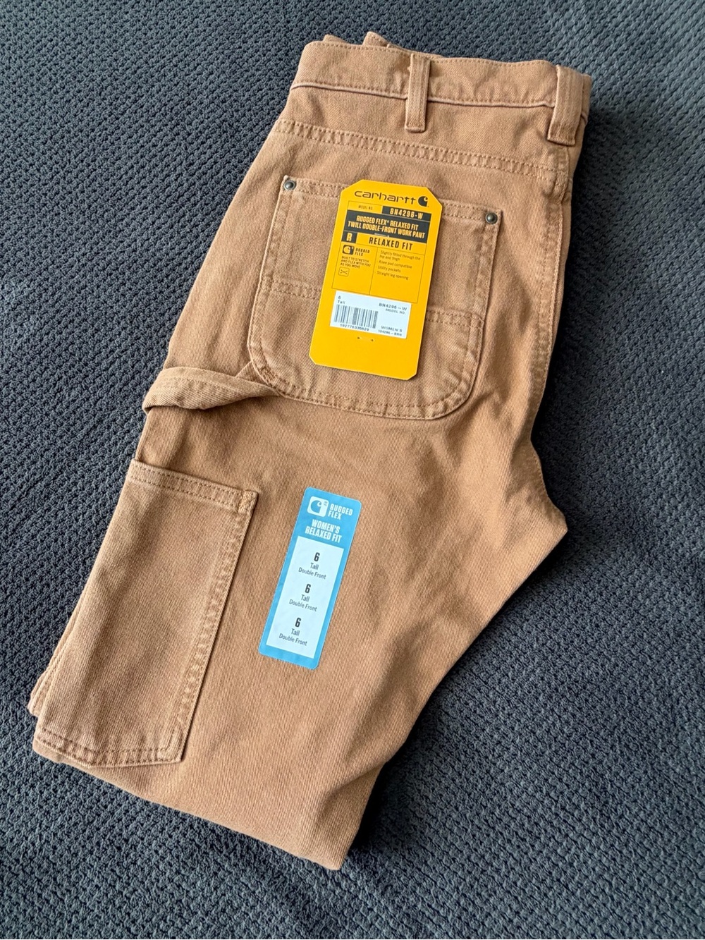 Carhartt Women's Rugged Flex Relax Fit Twill double knee work pants size 6 tall